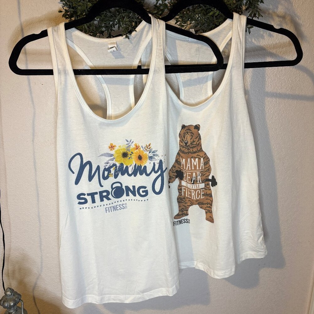 Set of TWO Fitness Tee co racerback tanks L